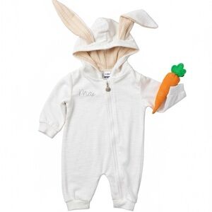 Etsy White Easter Bunny Outfit Baby Zipper Romper